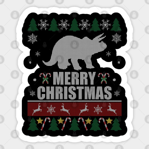 Triceratops Dinosaur Merry Christmas Sticker by Sleazoid